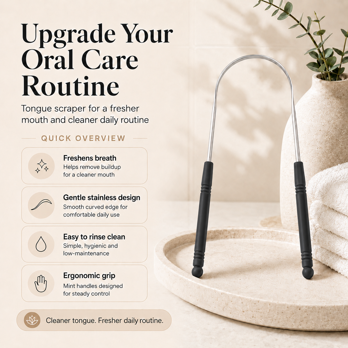 Tongue Scraper | Stainless Steel for Fresher Breath