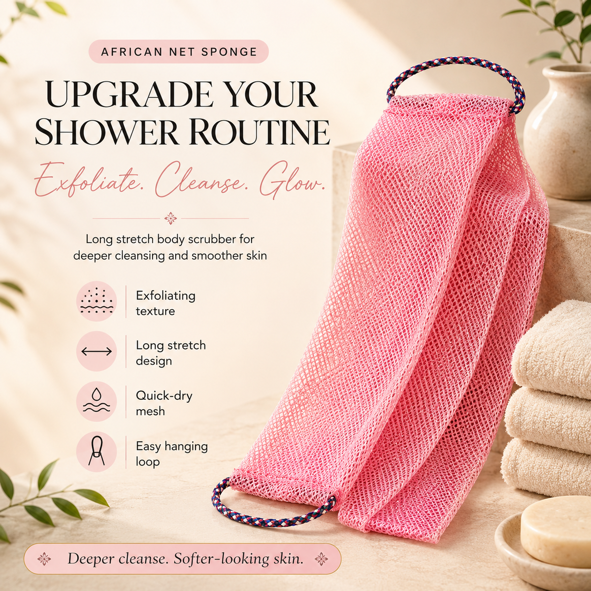 African Net Bath Sponge | Exfoliating Body Scrubber | Deep Clean Shower