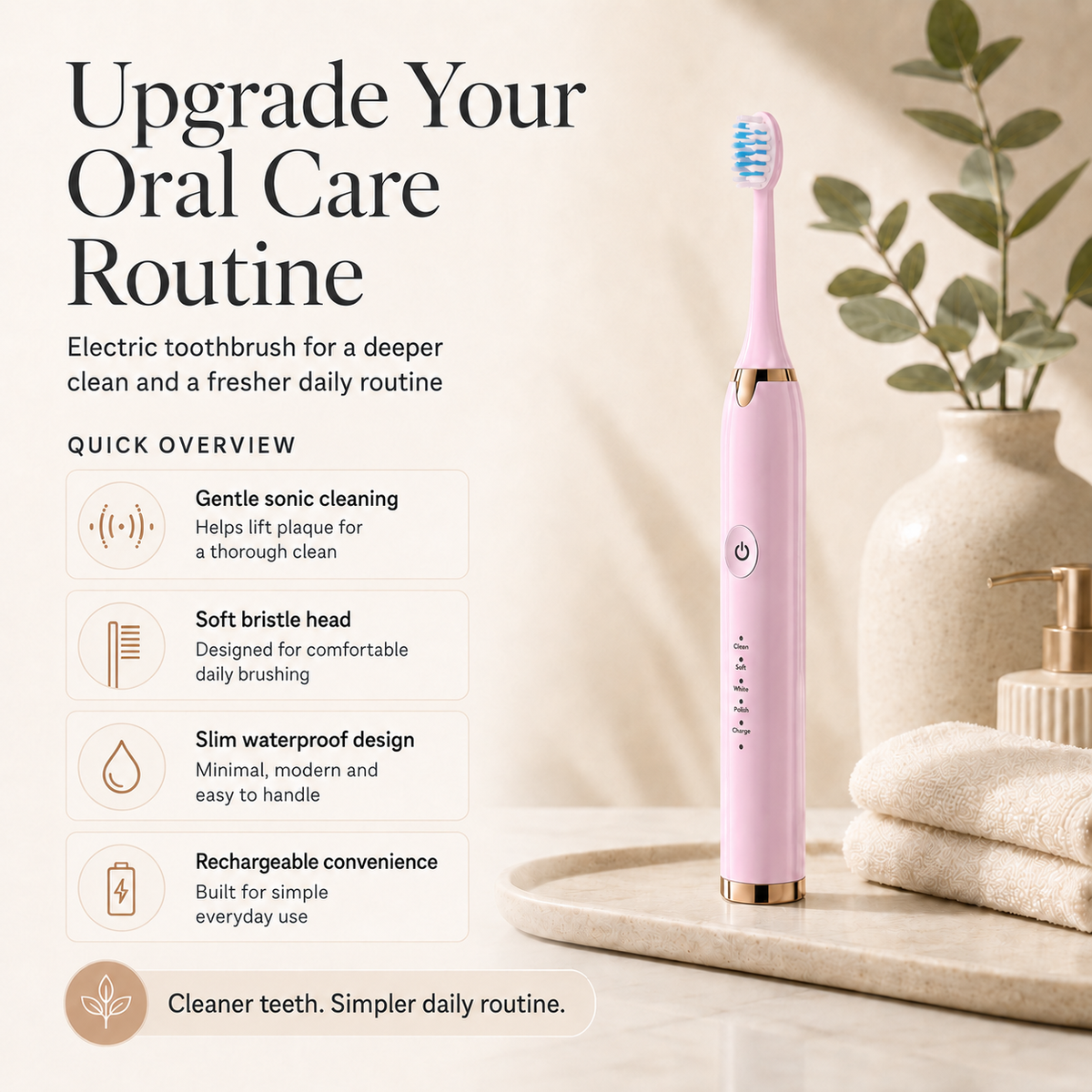 Electric Toothbrush | Ultrasonic Cleaning for Healthier Teeth & Gums